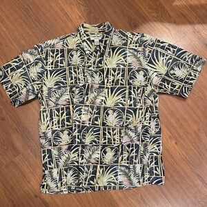 Casual Pineapple Print Short-Sleeve Shirt - Black/Beige -